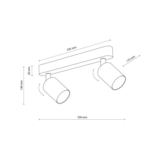 Plafon nowoczesny skandynawski loft metalowy reflektory miętowy TK Lighting Livia 10235 2x10W GU10