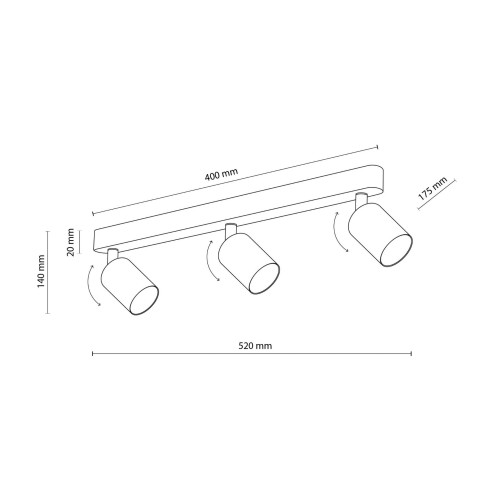 Plafon nowoczesny skandynawski loft metalowy reflektory różowy TK Lighting Livia 10234 3x10W GU10