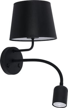 Kinkiet lampa ścienna metalowy z abażurem ruchomy do czytania z wyłącznikiem TK Lighting Maja Black 2537 1x60W E27 + 10W LED GU10 czarny