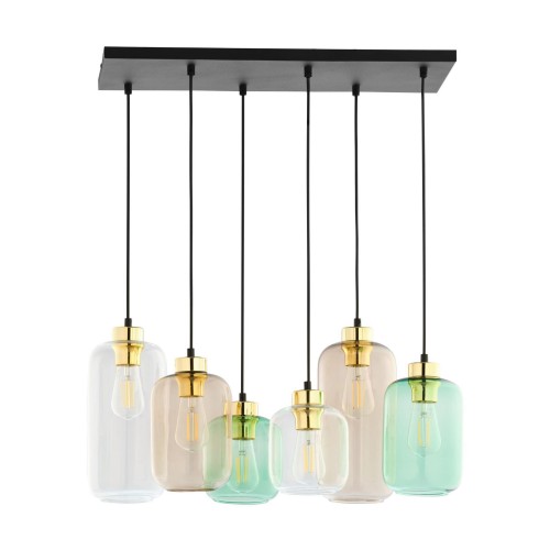 Tk Lighting Marco 3328 lampa wisząca 6x15W E27 multikolorowa czarna