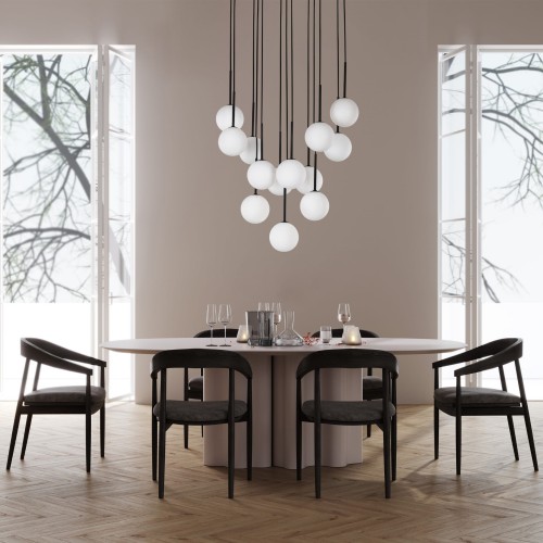 Lampa wisząca nowoczesna elegancka skandynawska klosz szklany kule czarna biała TK Lighting Martin 10079 13x6W G9