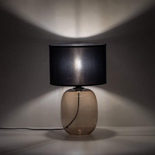 Lampka nowoczesna skandynawska klasyczna elegancka abażur materiałowy czarna bursztynowa TK Lighting Melody 5988 1x15W E27