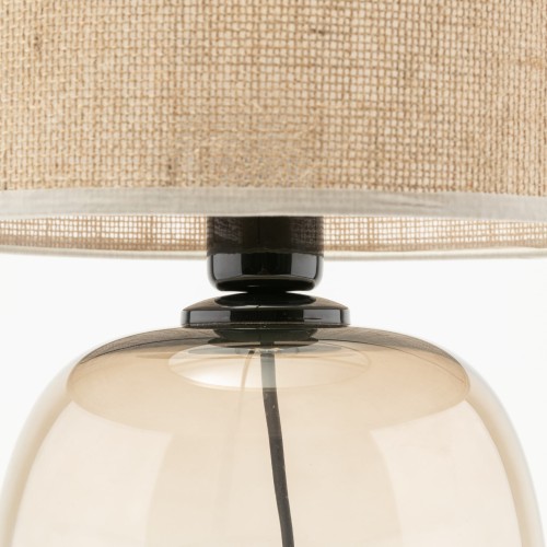Lampka nowoczesna skandynawska klasyczna elegancka abażur materiałowy bursztynowa juta TK Lighting Melody 5986 1x15W E27
