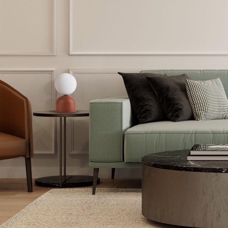 Lampka nowoczesna skandynawska loft klosz szklany kula rdzawa biała TK Lighting Miki 16042 1x8W G9