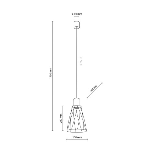Lampa wisząca nowoczesna industrialna loft ażurowa klosz metalowy pręty stożek czarna TK Lighting Modesto 10159 1x10W GU10