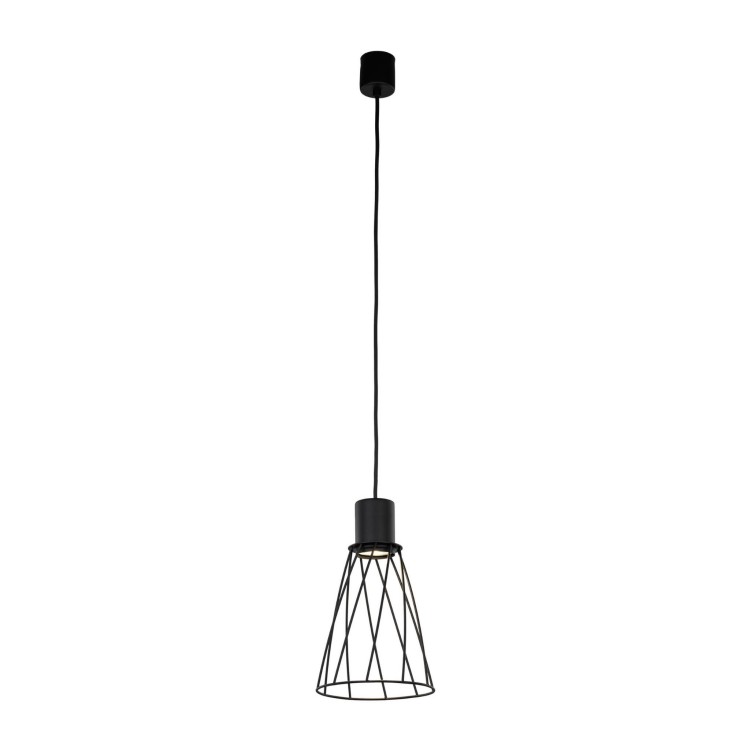 Lampa wisząca nowoczesna industrialna loft ażurowa klosz metalowy pręty stożek czarna TK Lighting Modesto 10159 1x10W GU10