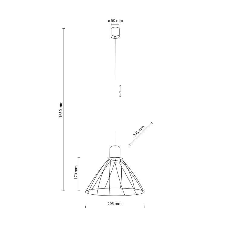 Lampa wisząca nowoczesna industrialna loft ażurowa klosz metalowy pręty stożek czarna TK Lighting Modesto 10160 1x10W GU10