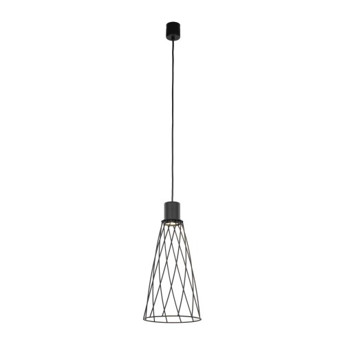 Lampa wisząca nowoczesna industrialna loft ażurowa klosz metalowy pręty stożek czarna TK Lighting Modesto 10161 1x10W GU10