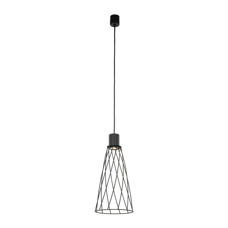 Lampa wisząca nowoczesna industrialna loft ażurowa klosz metalowy pręty stożek czarna TK Lighting Modesto 10161 1x10W GU10