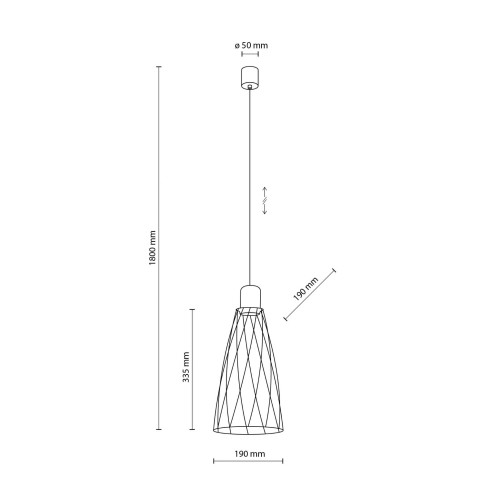 Lampa wisząca nowoczesna industrialna loft ażurowa klosz metalowy pręty stożek czarna drewno TK Lighting Modesto 10157 1x10W GU10