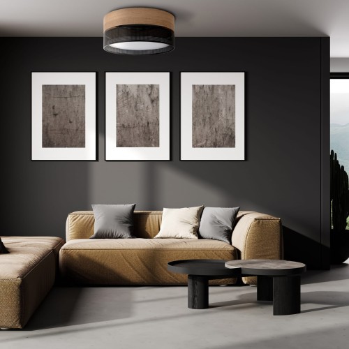 Plafon nowoczesny boho skandynawski ażurowy klosz metalowy koło czarny dąb TK Lighting Nicol 4800 4x15W E27