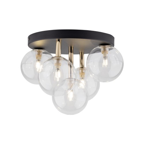 Plafon nowoczesny elegancki glamour pręty klosz szklany kule czarny złoty TK Lighting Nilos 758 5x6W G9