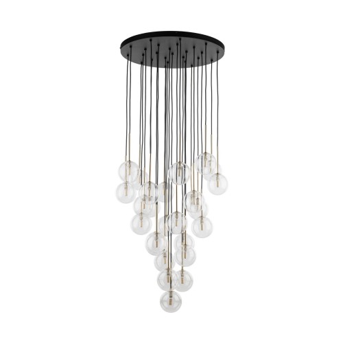 Lampa wisząca nowoczesna elegancka glamour klosz szklany kule czarna złota TK Lighting Nilos 10099 26x6W G9