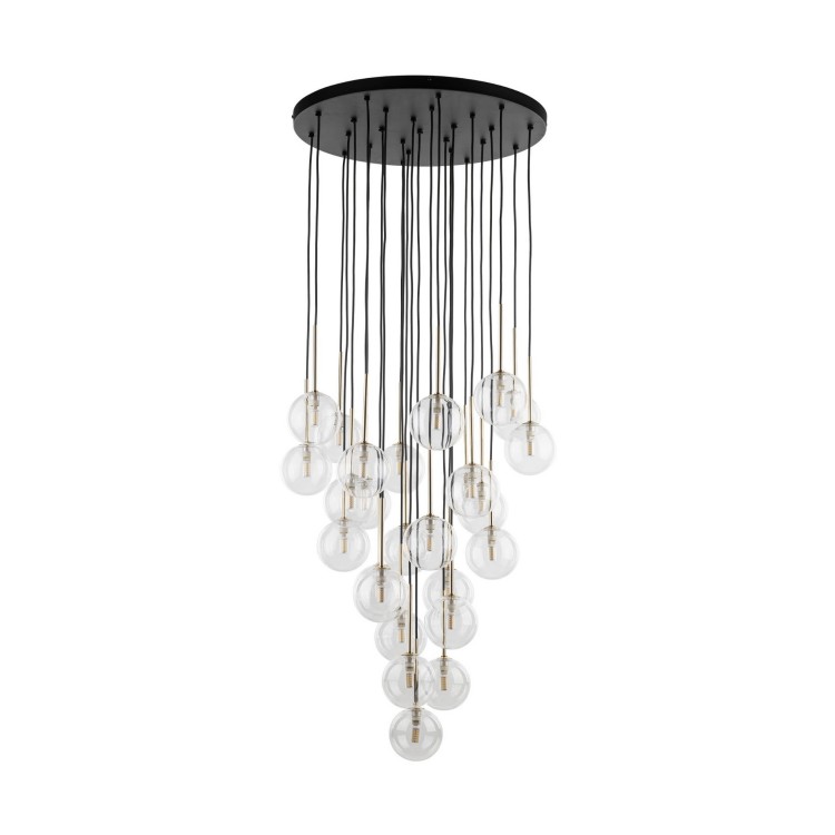 Lampa wisząca nowoczesna elegancka glamour klosz szklany kule czarna złota TK Lighting Nilos 10099 26x6W G9