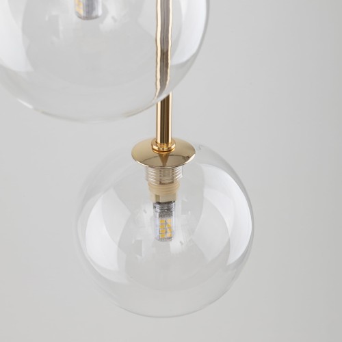Lampa wisząca nowoczesna elegancka glamour klosz szklany kule transparentna złota TK Lighting Nilos 5942 3x6W G9