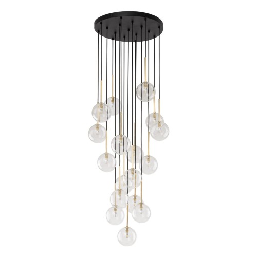 Lampa wisząca nowoczesna elegancka glamour klosz szklany kule transparentna złota TK Lighting Nilos 5944 10x6W G9