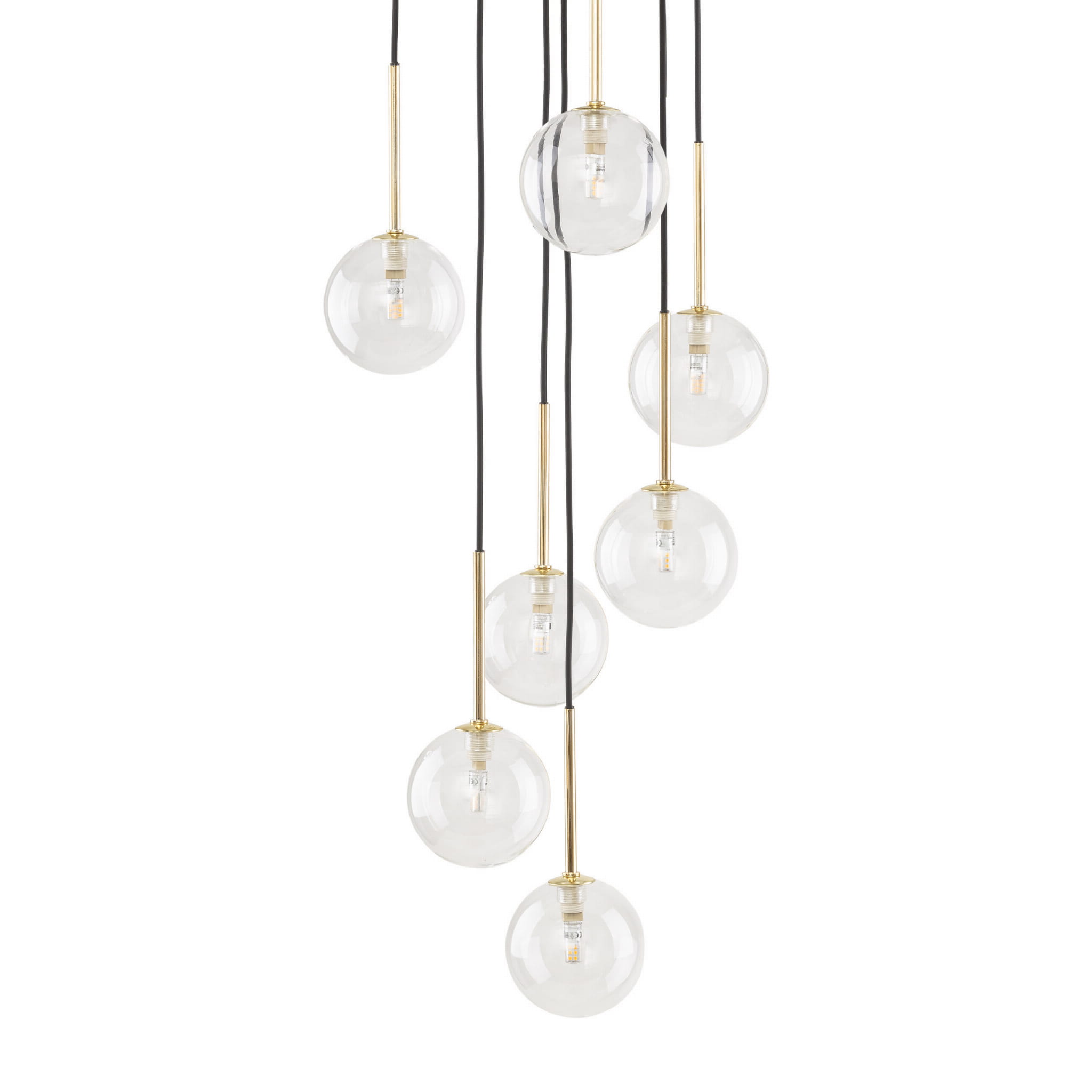 Lampa wisząca do salonu klosz szklany kule czarna złota TK Lighting Nilos 5362 7x6W G9