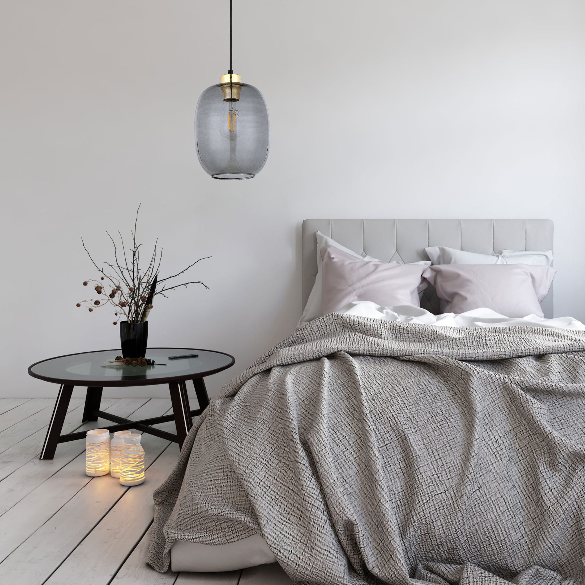 Lampa wisząca kula szklana grafitowa złota TK Lighting Omega 4572 1x15W E27