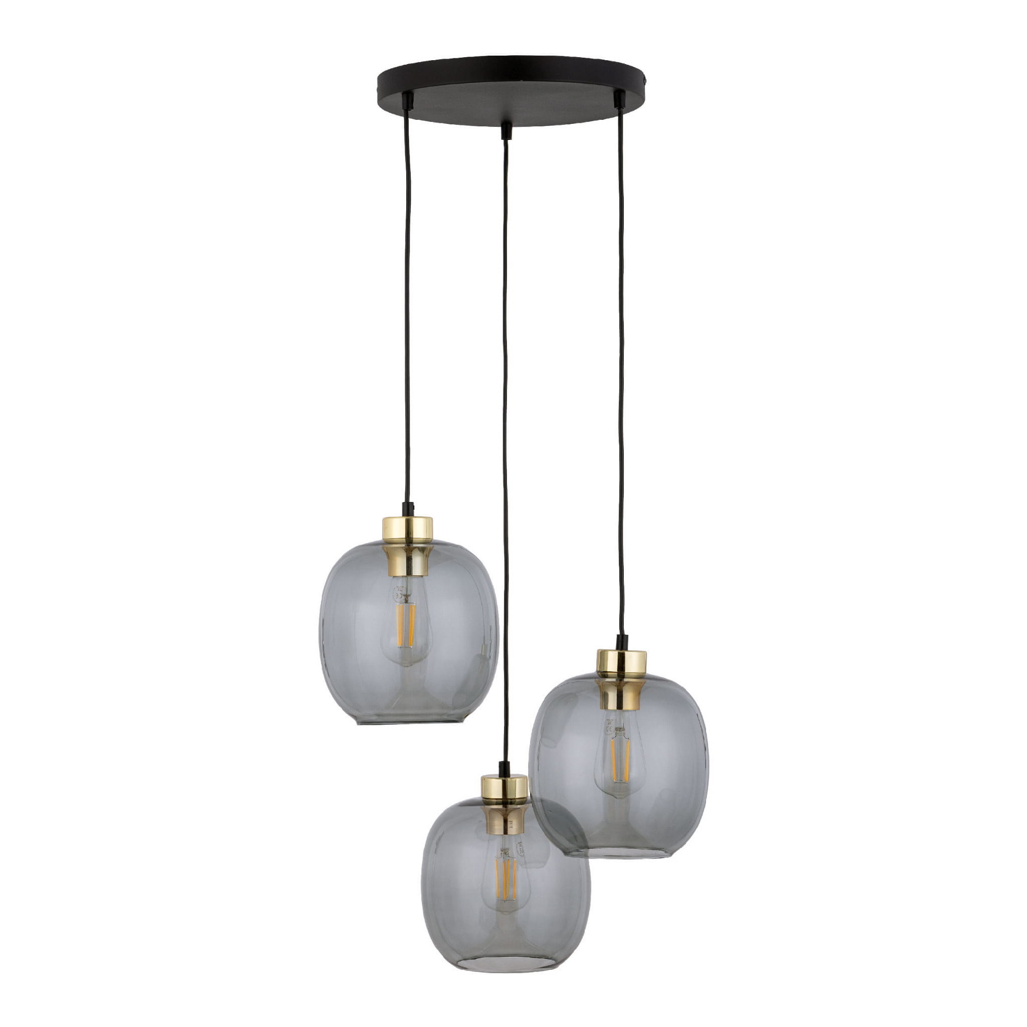 Lampa wisząca nowoczesna elegancka glamour loft klosz szklany grafitowa złota TK Lighting Omega 4573 3x15W E27