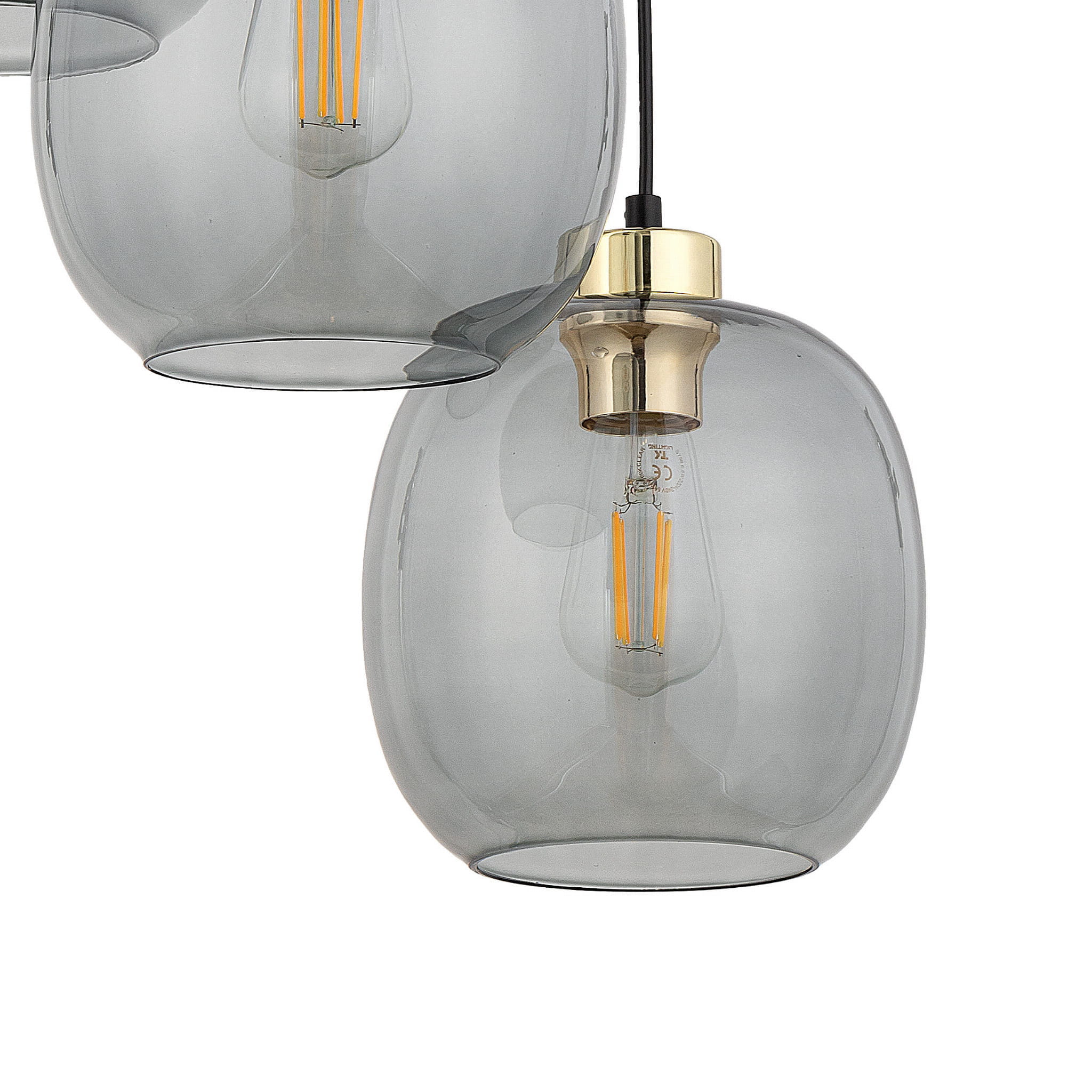 Lampa wisząca nowoczesna elegancka glamour loft klosz szklany grafitowa złota TK Lighting Omega 4573 3x15W E27