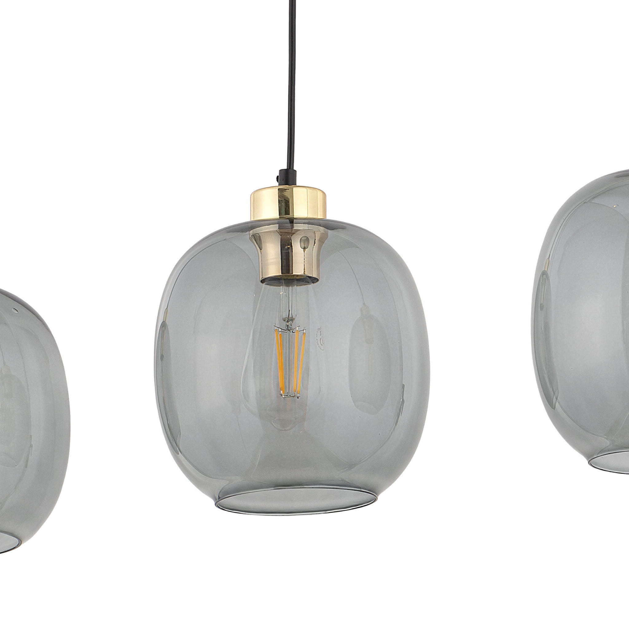 Lampa wisząca nad stół nowoczesna elegancka glamour loft klosz szklany grafitowa złota TK Lighting Omega 4574 3x15W E27