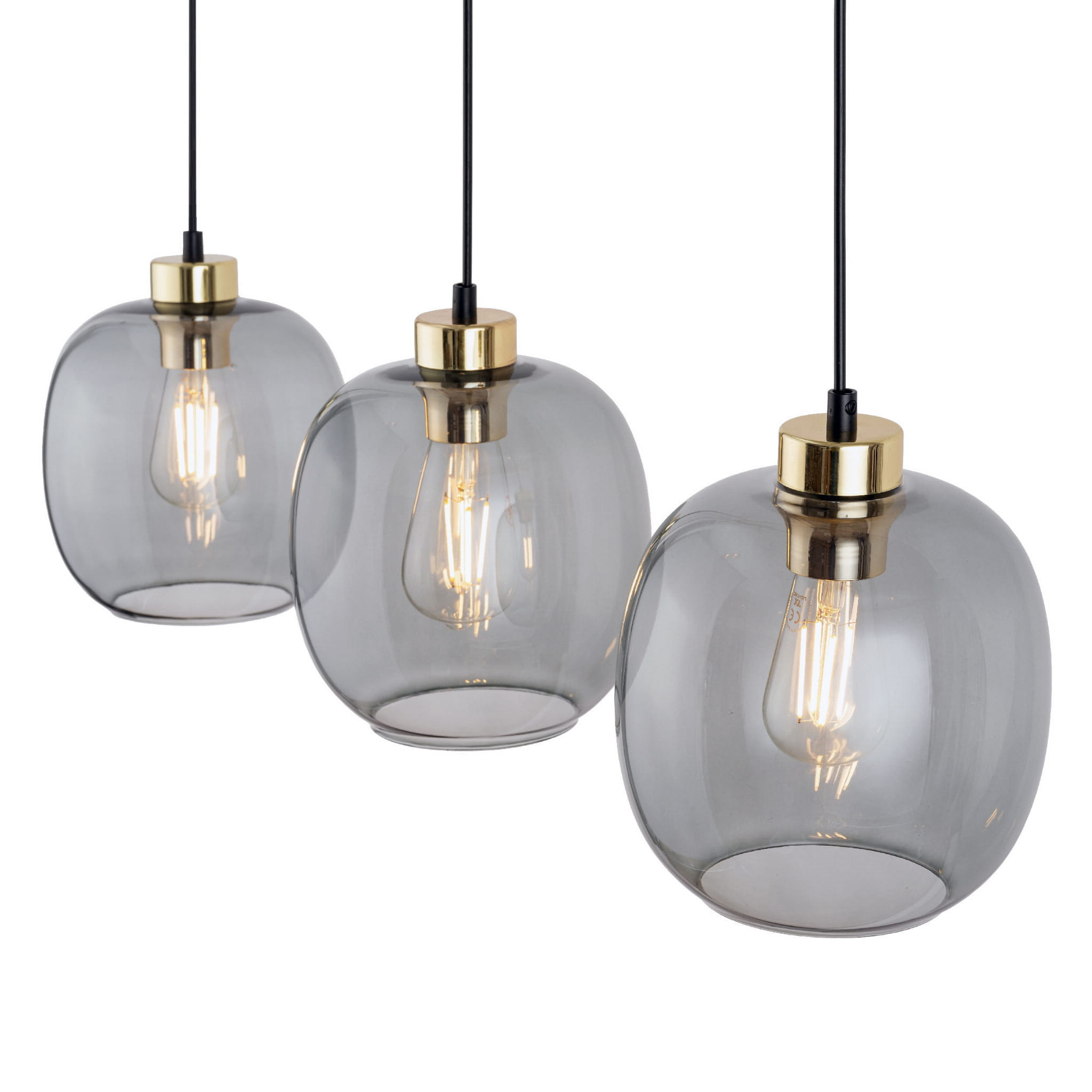 Lampa wisząca nad stół nowoczesna elegancka glamour loft klosz szklany grafitowa złota TK Lighting Omega 4574 3x15W E27