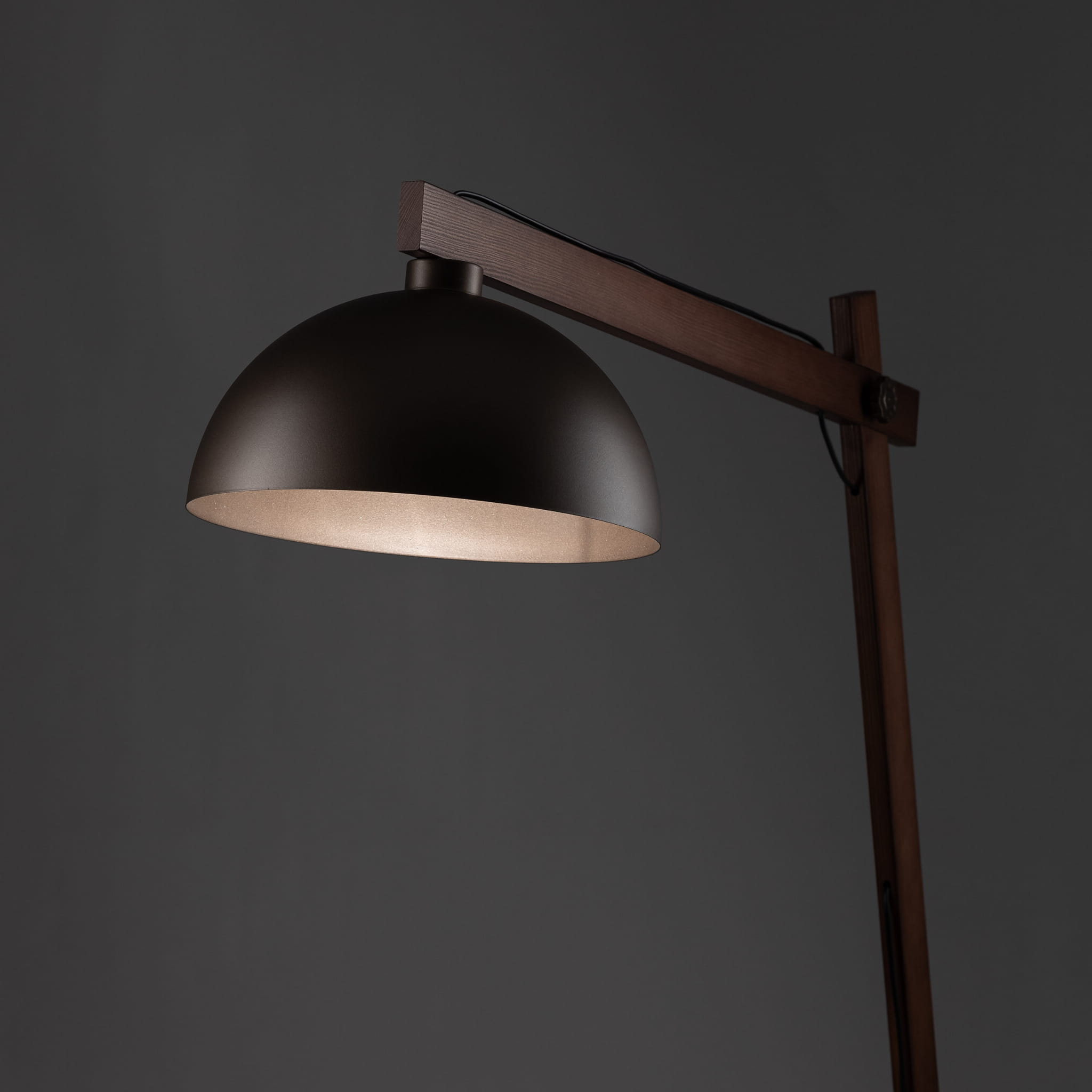 Lampa podłogowa skandynawska industrialna loft retro drewniana klosz metalowy brązowa orzech TK Lighting Oslo 6319 1x15W E27
