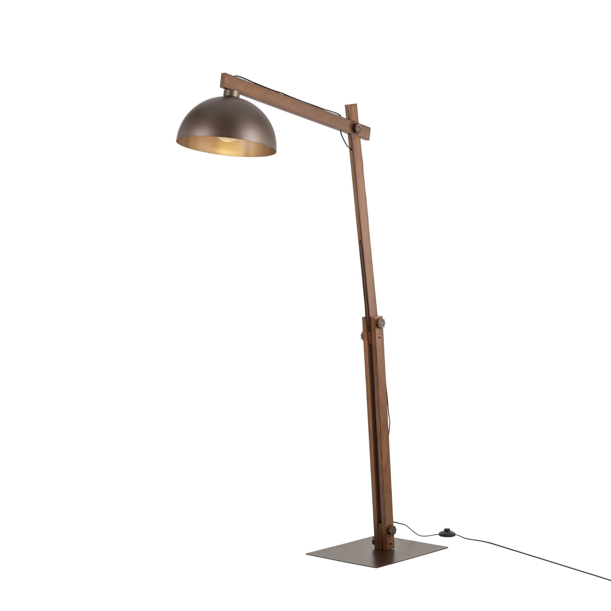 Lampa podłogowa skandynawska industrialna loft retro drewniana klosz metalowy brązowa orzech TK Lighting Oslo 6319 1x15W E27