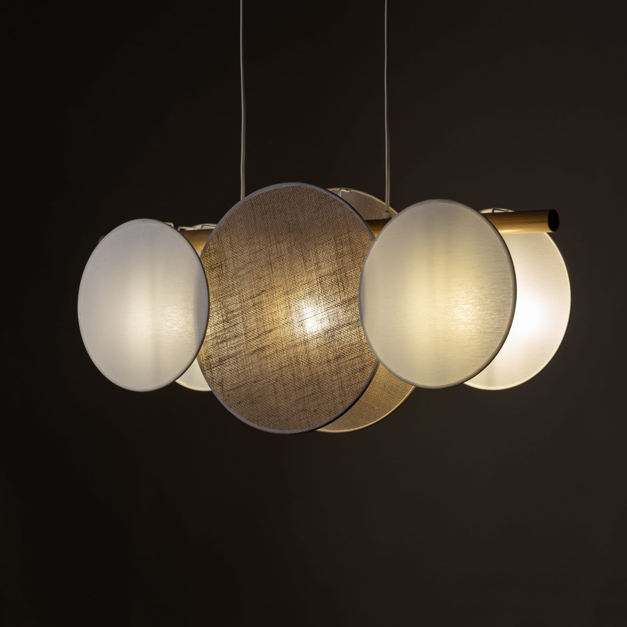 Lampa wisząca nowoczesna klasyczna abażur materiałowy koło drewniana sosna biała TK Lighting Pulse 10005 3x15W E27