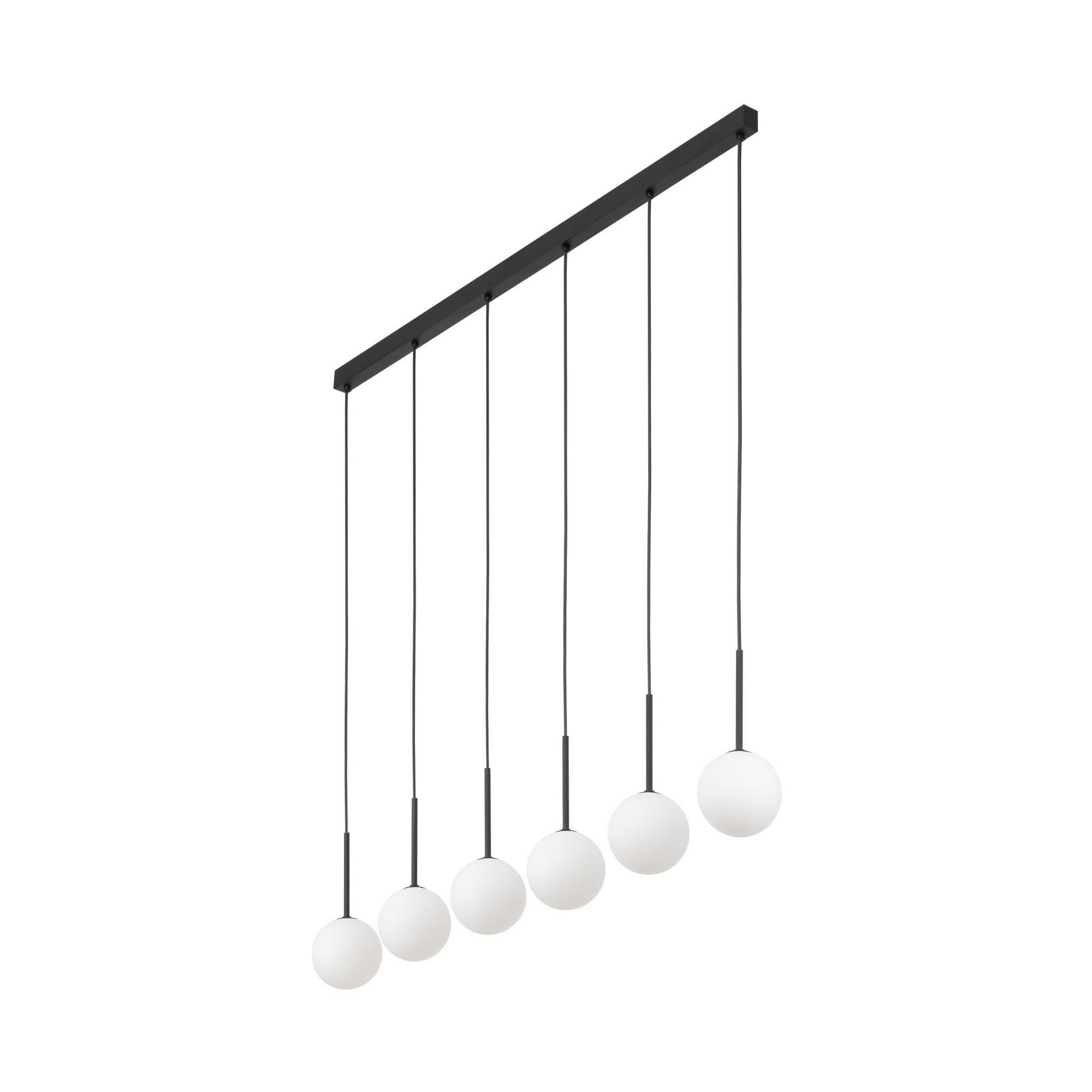 Lampa wisząca listwa nowoczesna elegancka skandynawska klosz szklany kule czarna biała TK Lighting Martin 4504 6x6W G9