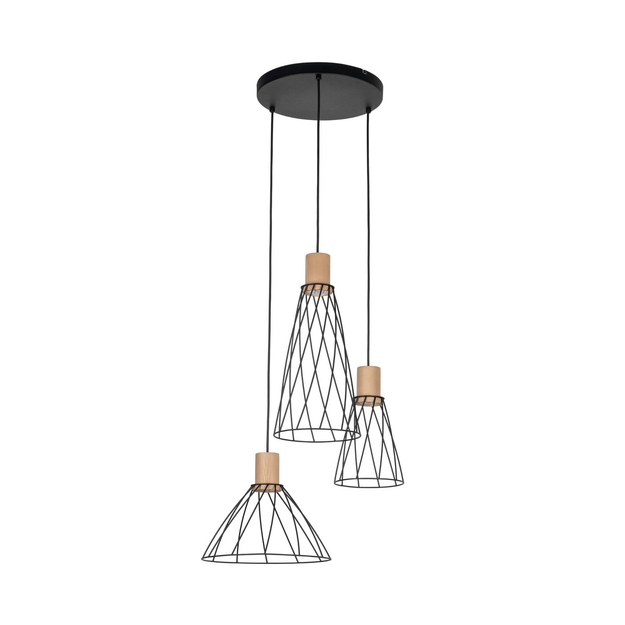 Lampa wisząca nowoczesna industrialna loft ażurowa klosz metalowy pręty stożek czarna TK Lighting Modesto 10187 3x10W GU10