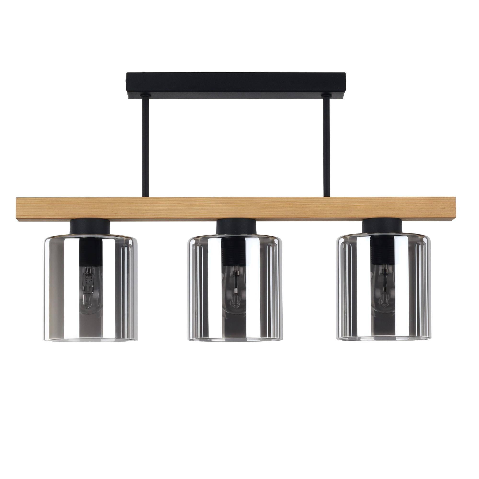 Lampa wisząca nowoczesna industrialna loft ażurowa klosz metalowy pręty stożek czarna drewno TK Lighting Modesto 10188 3x10W GU10