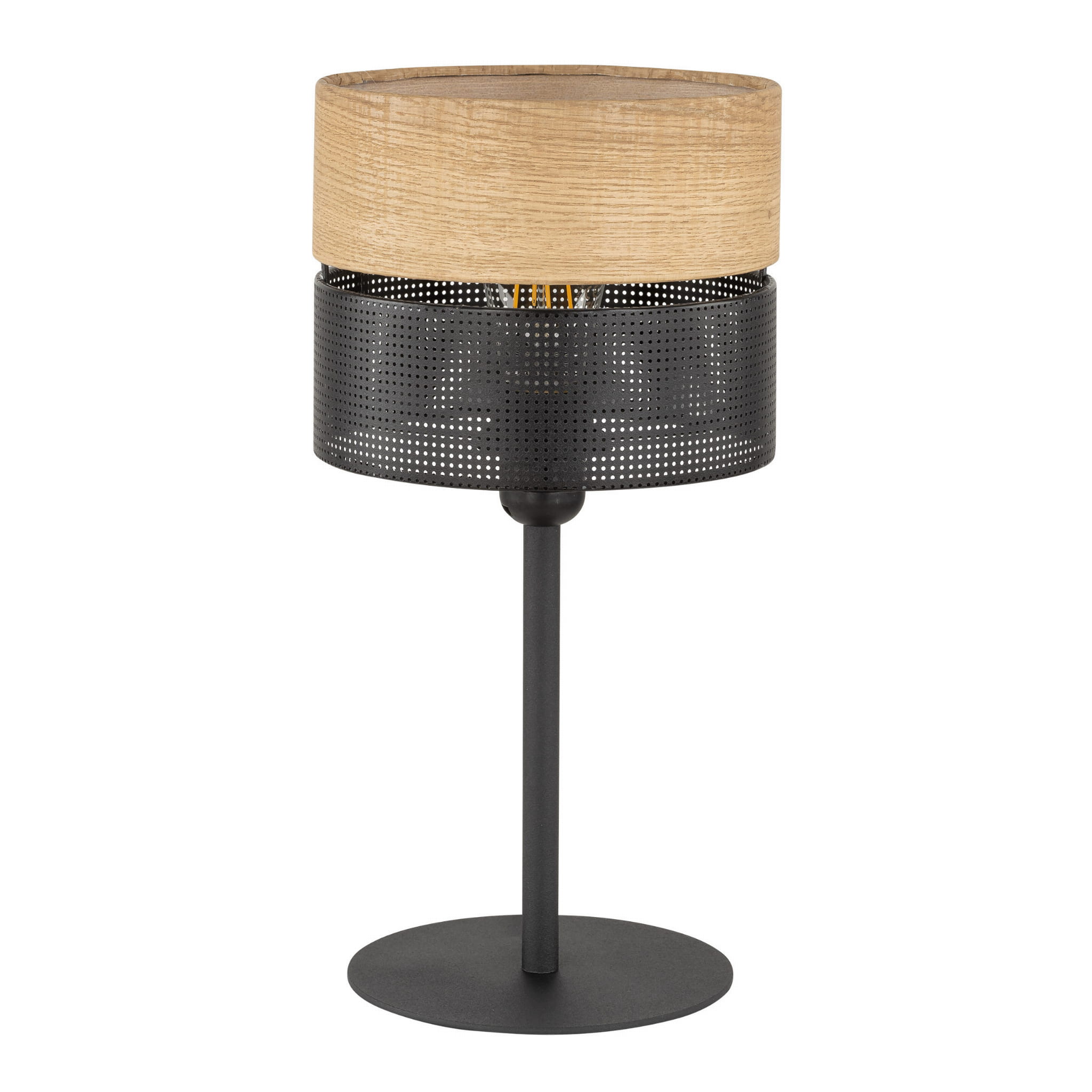 Lampa podłogowa nowoczesna boho skandynawska ażurowa klosz metalowy czarna dąb TK Lighting Nicol 5123 1x15W E27