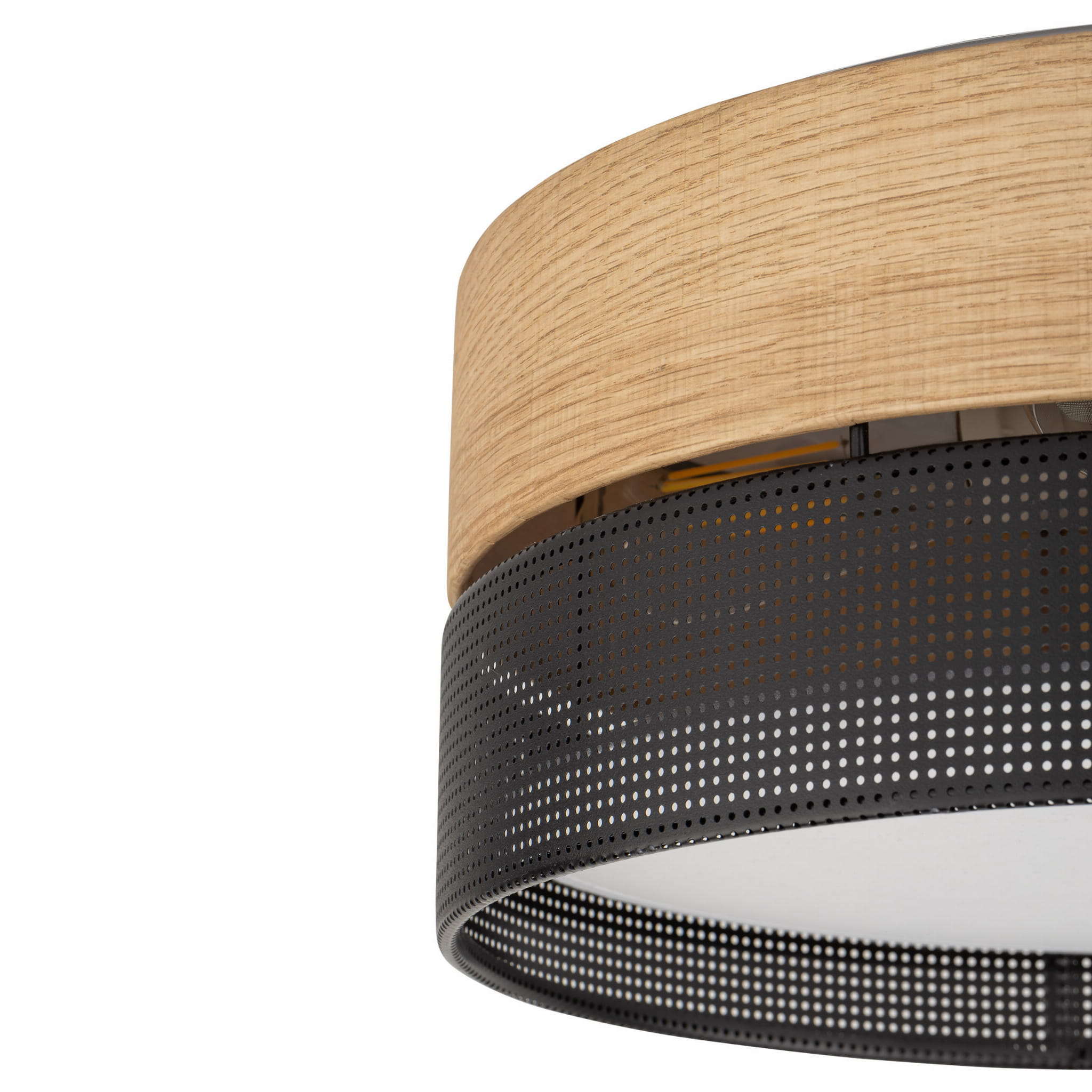 Plafon nowoczesny boho skandynawski ażurowy klosz metalowy koło czarny dąb TK Lighting Nicol 4800 4x15W E27