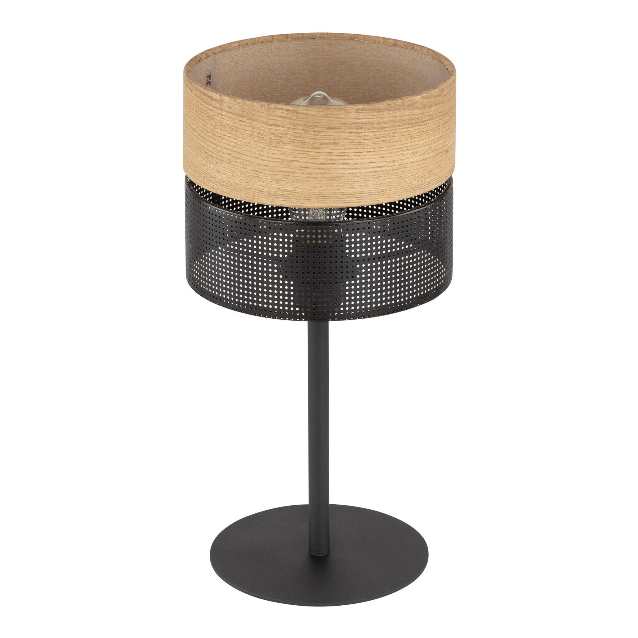 Lampka nowoczesna boho skandynawska ażurowa klosz metalowy czarna dąb TK Lighting Nicol 5124 1x15W E27