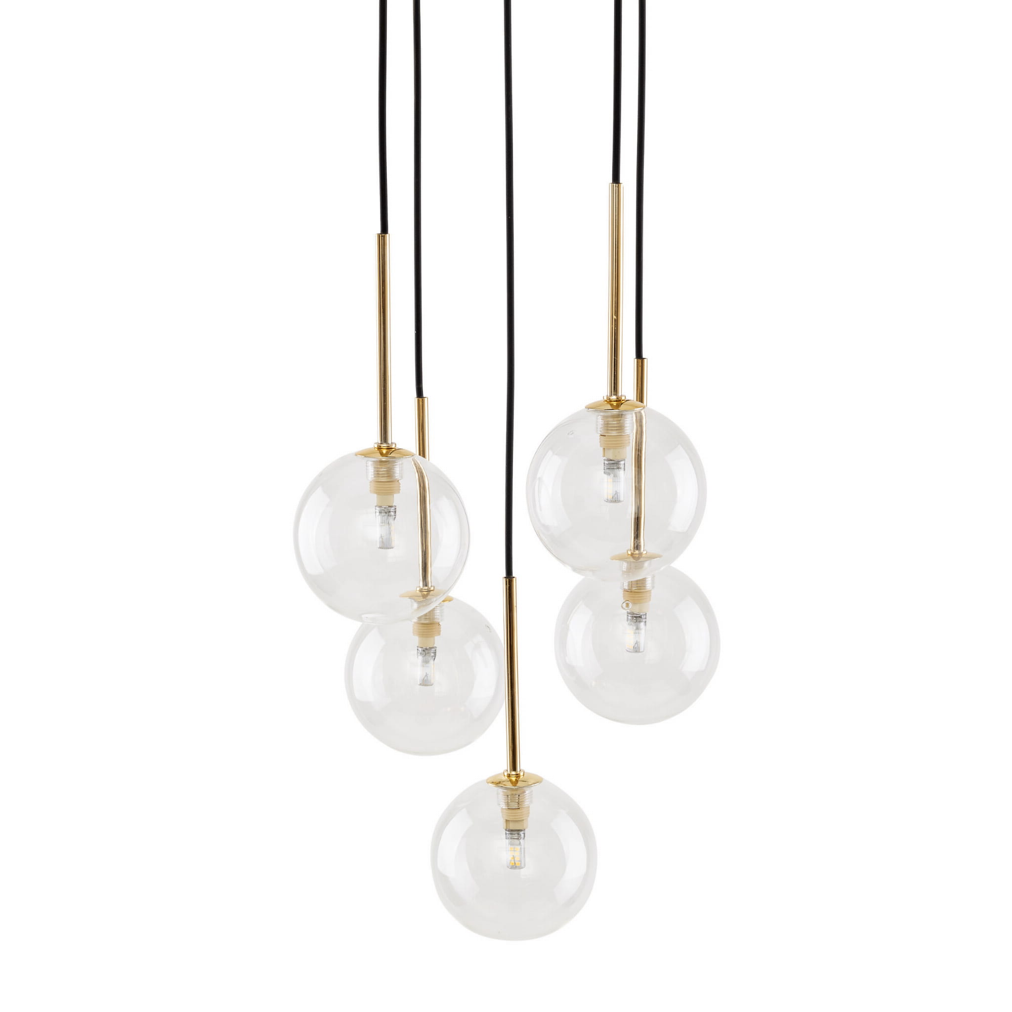 Lampa wisząca nowoczesna elegancka glamour klosz szklany kule czarna złota TK Lighting Nilos 5943 5x6W G9