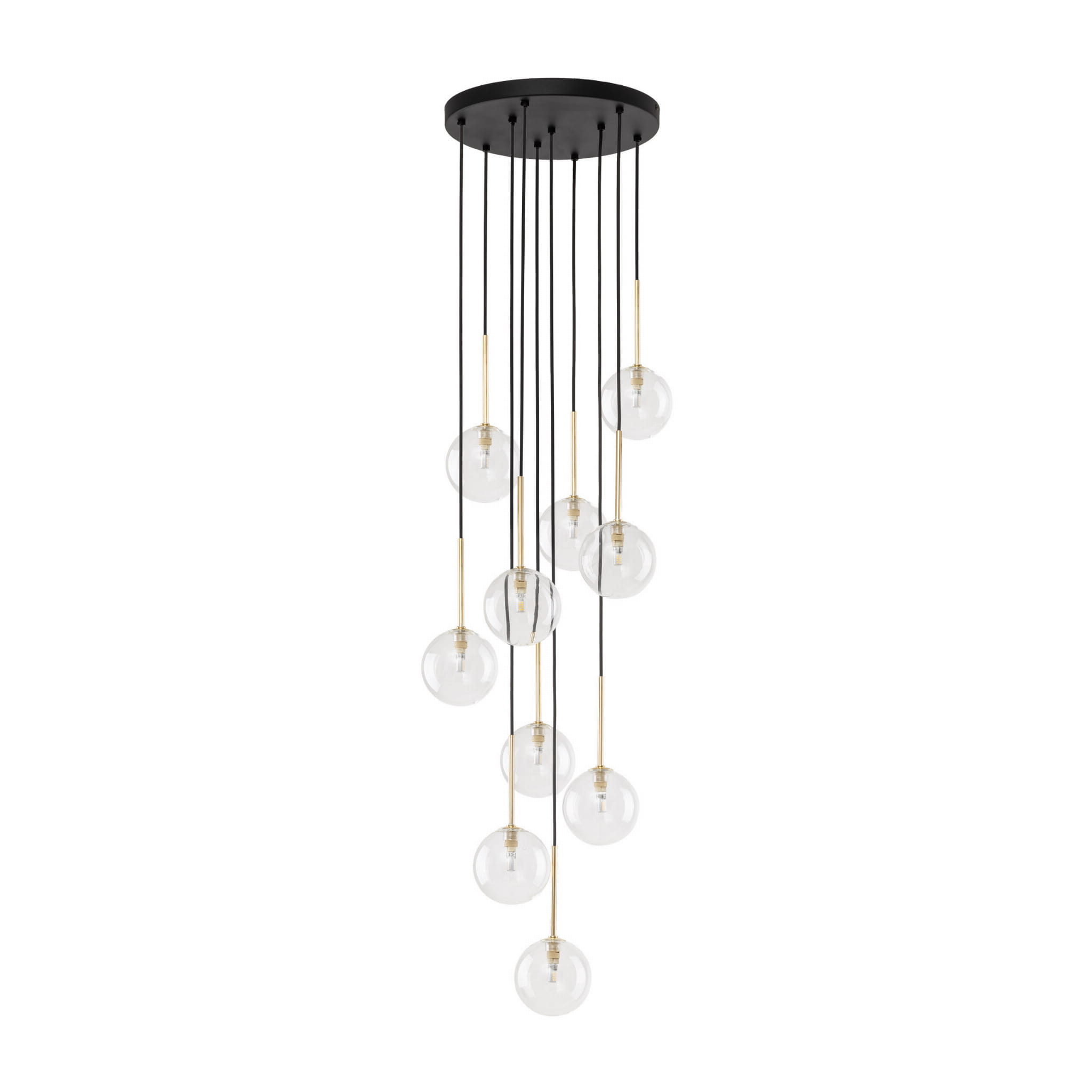 Lampa wisząca nowoczesna elegancka glamour klosz szklany kule czarna złota TK Lighting Nilos 5943 5x6W G9