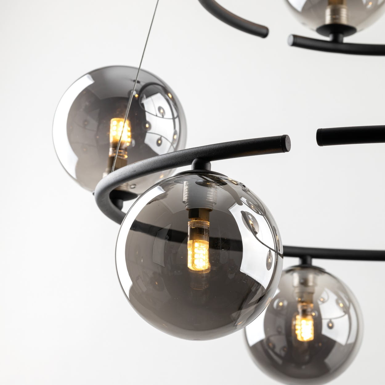 Lampa wisząca nowoczesna loft industrialna koła pierścienie obręcz klosz szklany kule czarna grafitowa TK Lighting Anabelle 6845 9x6W G9