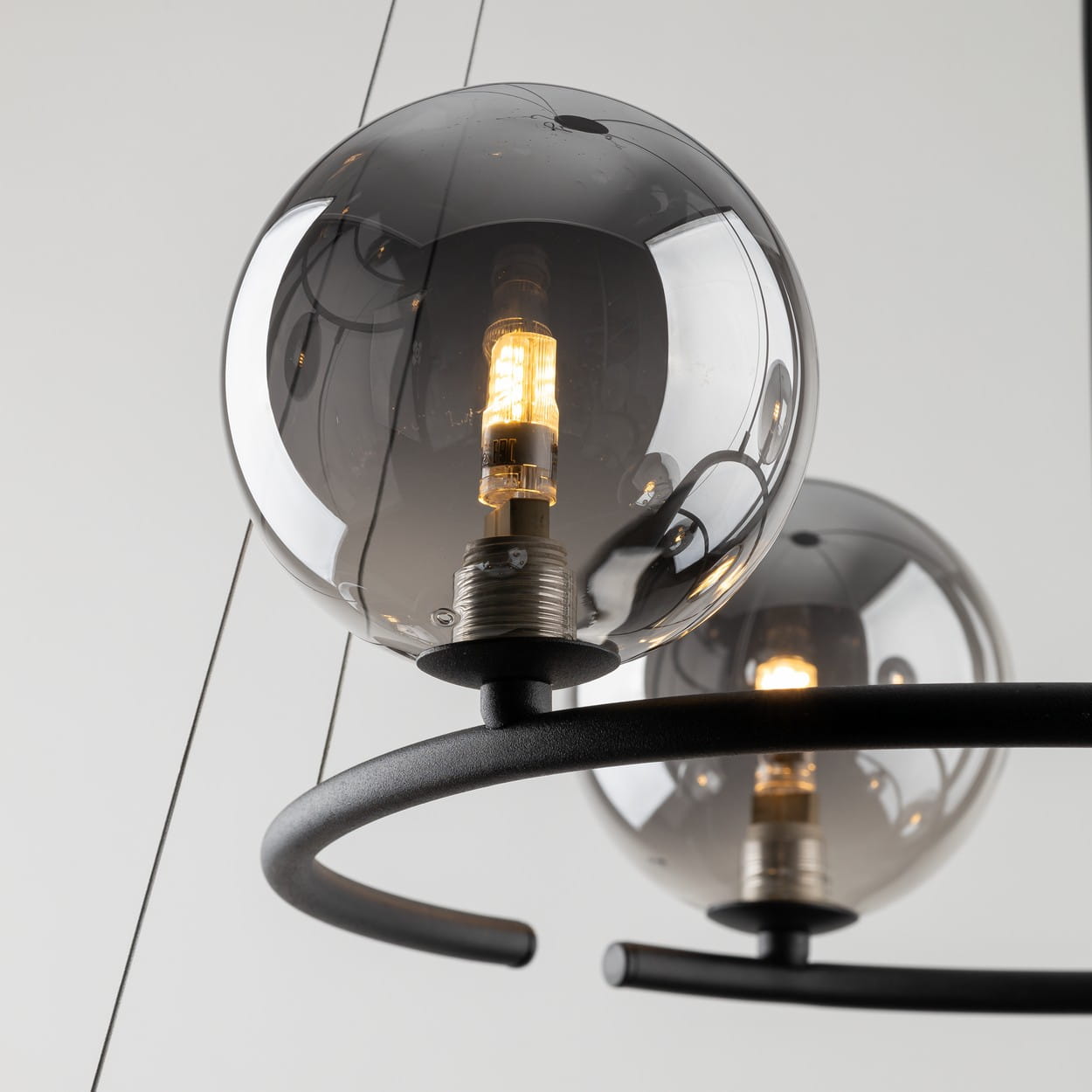 Lampa wisząca nowoczesna loft industrialna koła pierścienie obręcz klosz szklany kule czarna grafitowa TK Lighting Anabelle 6845 9x6W G9