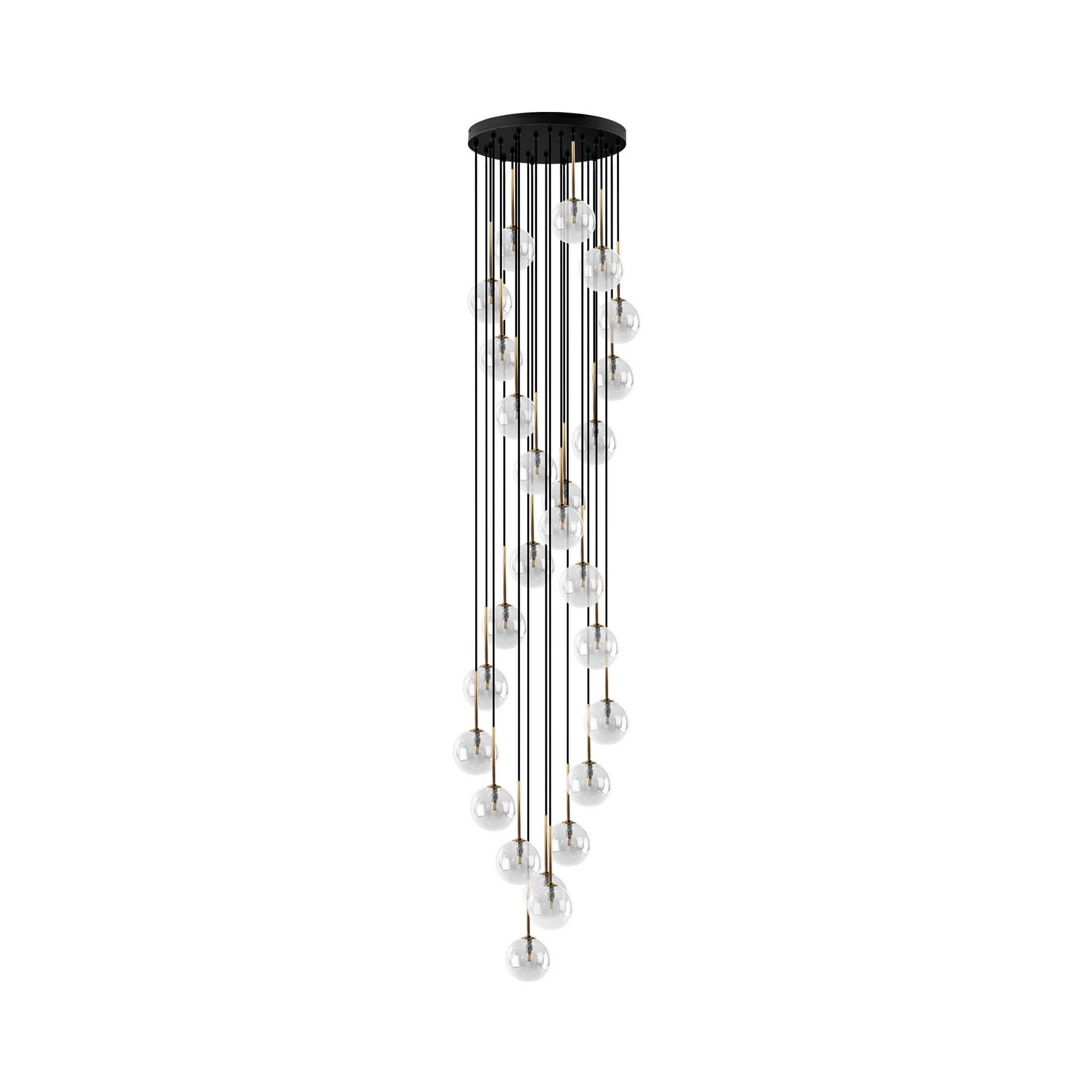 Lampa wisząca duża długa nowoczesna elegancka glamour klosz szklany kule transparentna złota TK Lighting Aurora 10258 26x6W G9