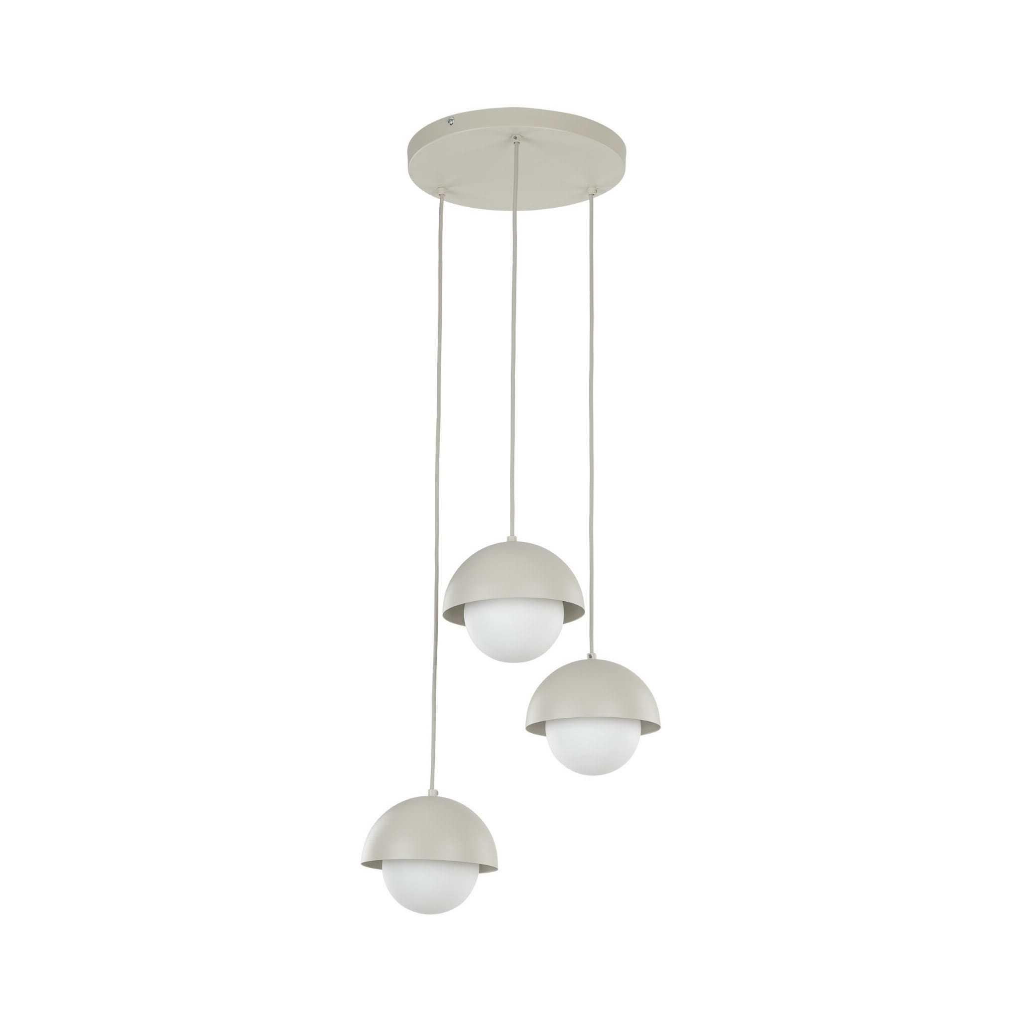 Lampa wisząca do salonu białe szklane kule nowoczesna skandynawska klosz metalowy miska beżowa TK Lighting Bono 10206 3x8W G9