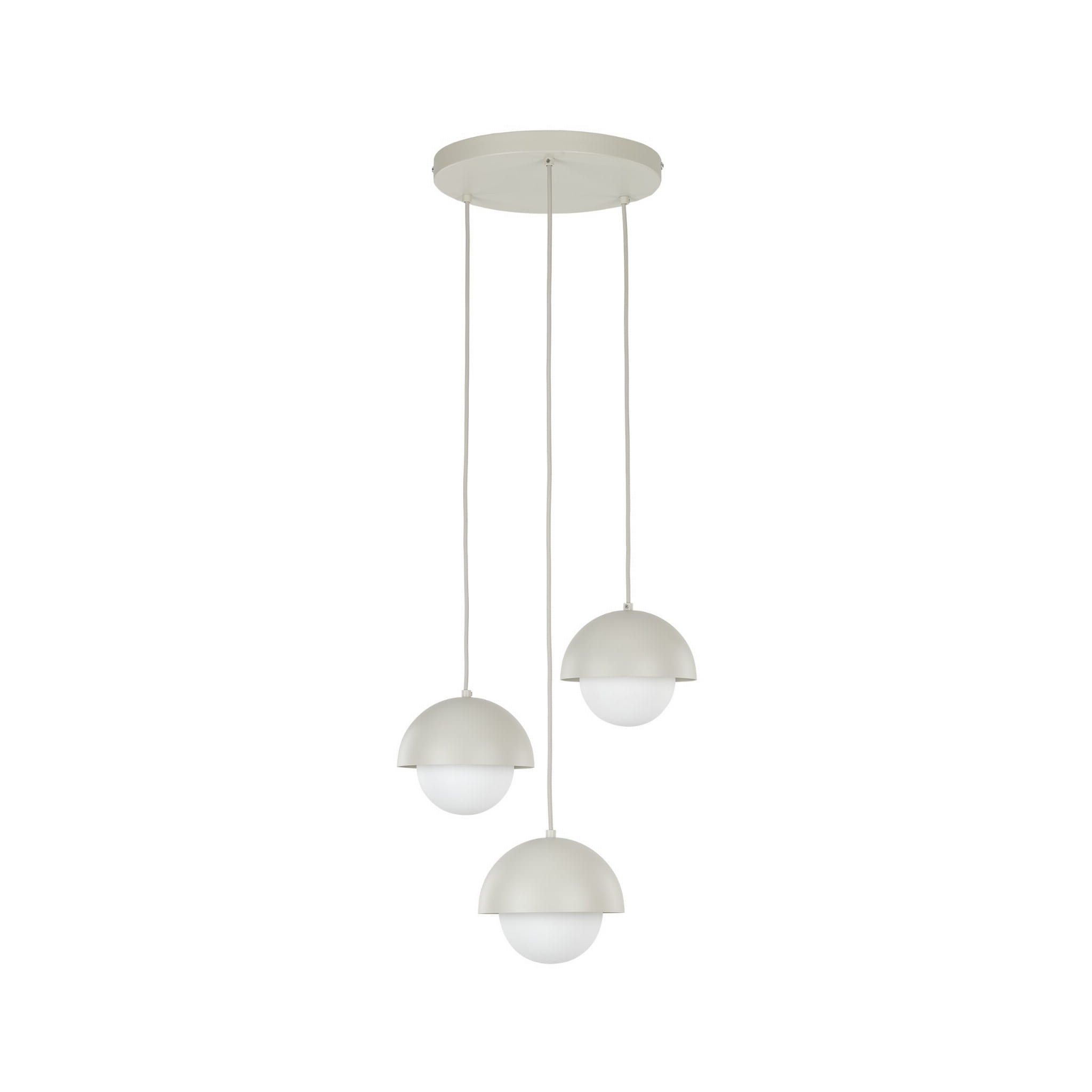 Lampa wisząca do salonu białe szklane kule nowoczesna skandynawska klosz metalowy miska beżowa TK Lighting Bono 10206 3x8W G9