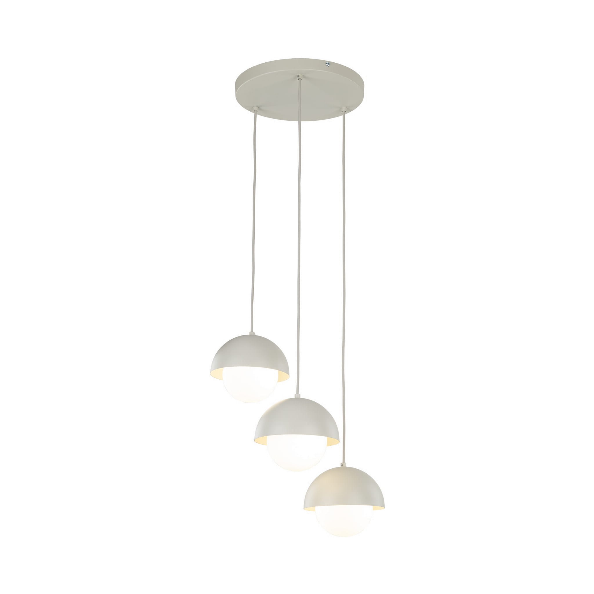 Lampa wisząca do salonu białe szklane kule nowoczesna skandynawska klosz metalowy miska beżowa TK Lighting Bono 10206 3x8W G9