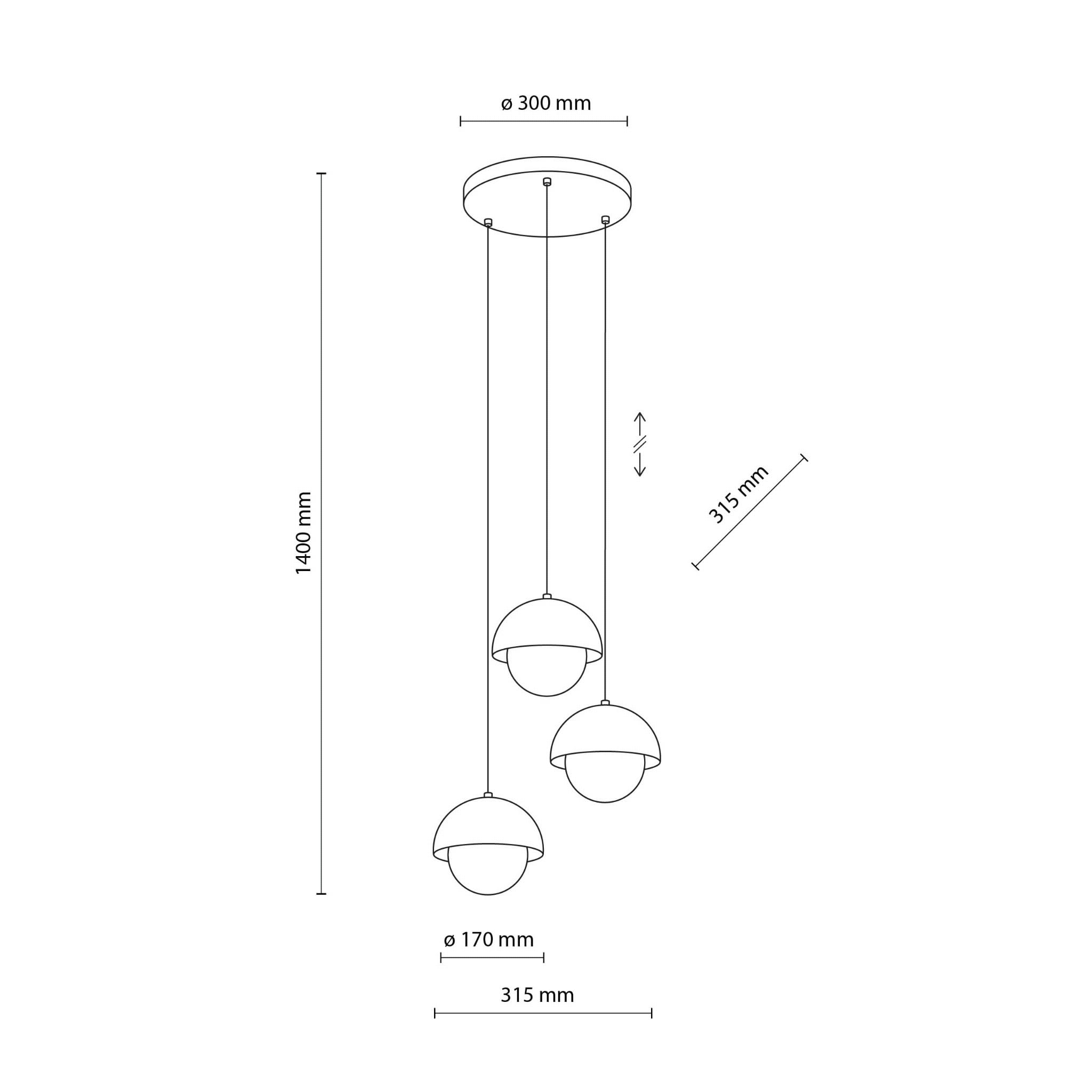 Lampa wisząca do salonu białe szklane kule nowoczesna skandynawska klosz metalowy miska beżowa TK Lighting Bono 10206 3x8W G9
