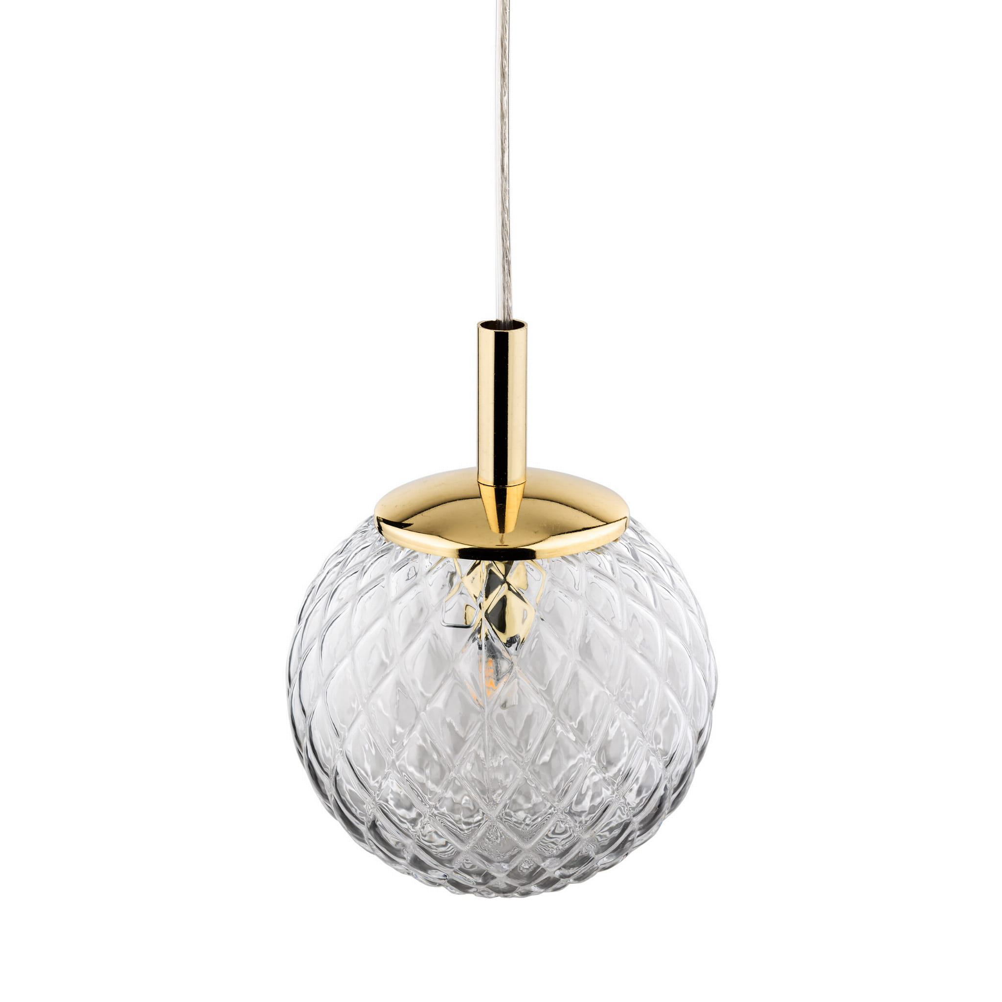 Lampa wisząca elegancka glamour klosz szklany kula transparentna złota TK Lighting Cadix 759 1x6W G9