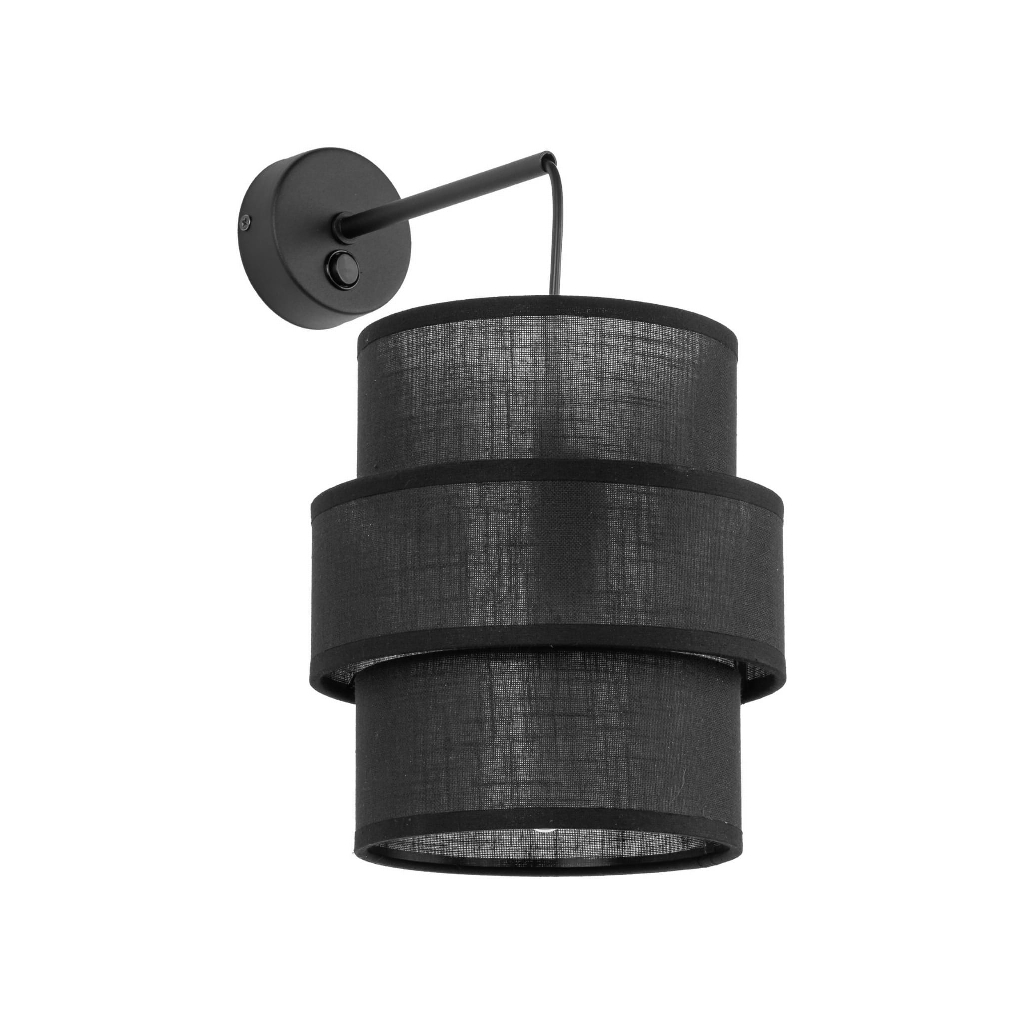 Kinkiet nowoczesny klasyczny abażur materiałowy tuba czarny TK Lighting Calisto 5955 1x15W E27