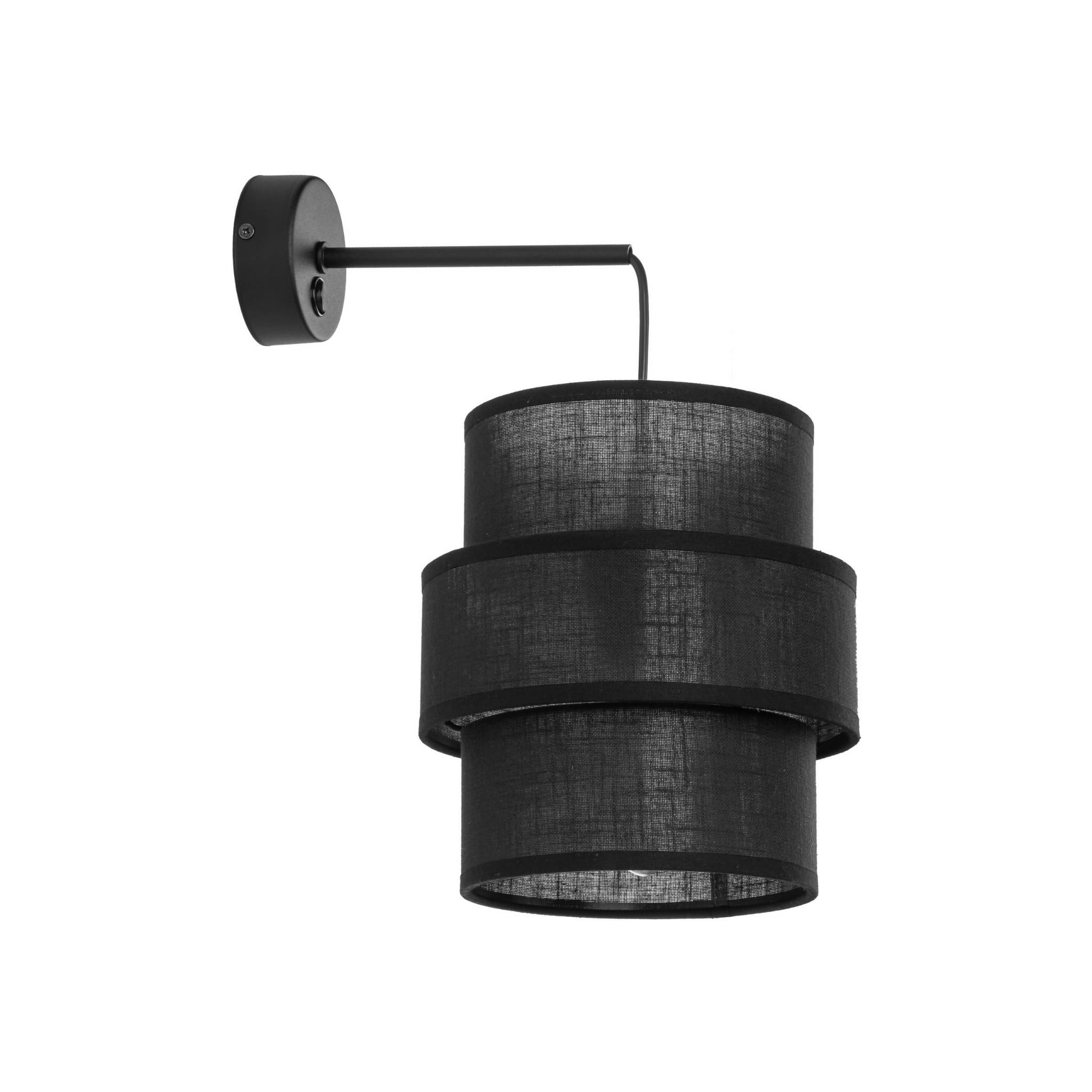 Kinkiet nowoczesny klasyczny abażur materiałowy tuba czarny TK Lighting Calisto 5955 1x15W E27