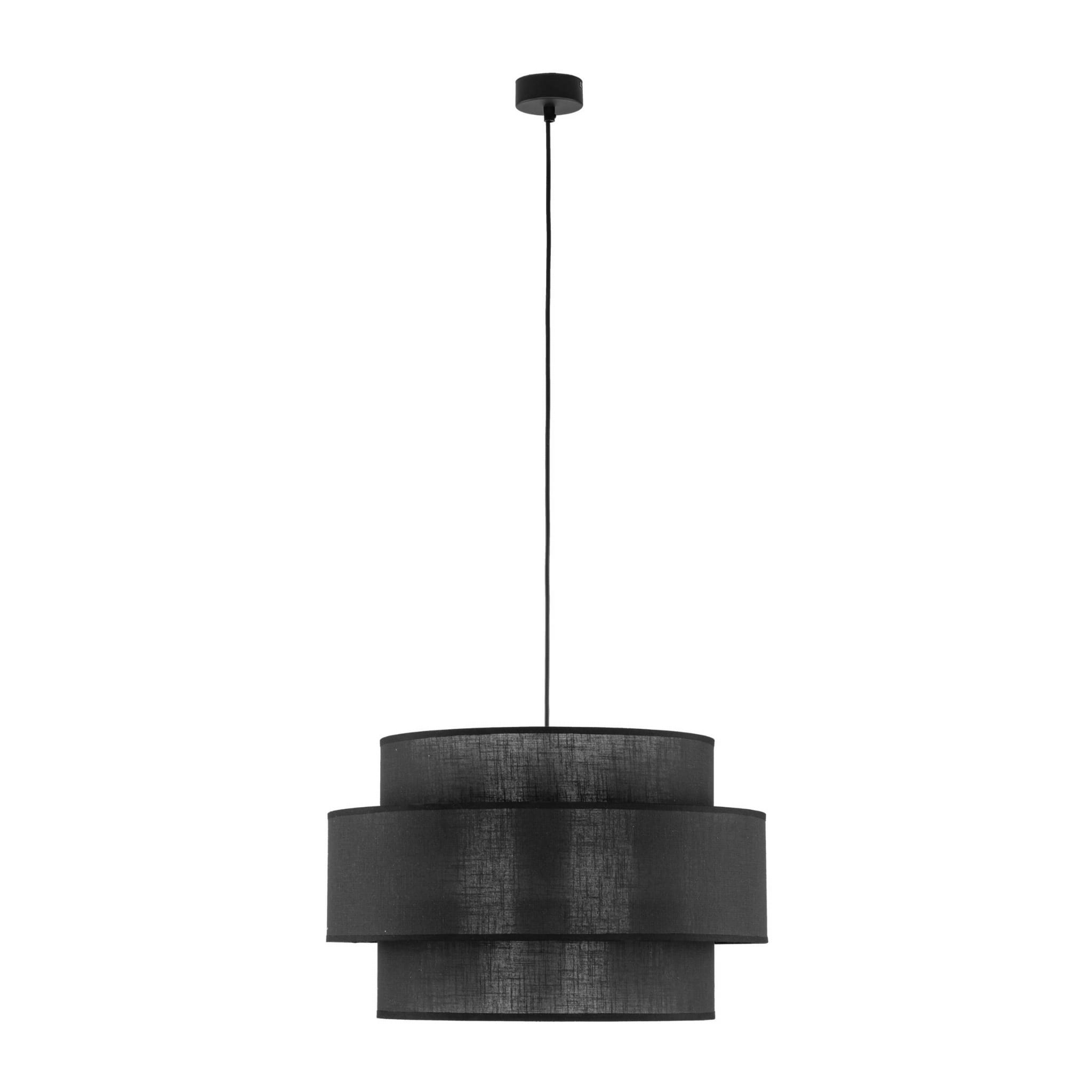 Lampa wisząca nowoczesna klasyczna abażur materiałowy tuba czarna TK Lighting Calisto 5099 3x15W E27