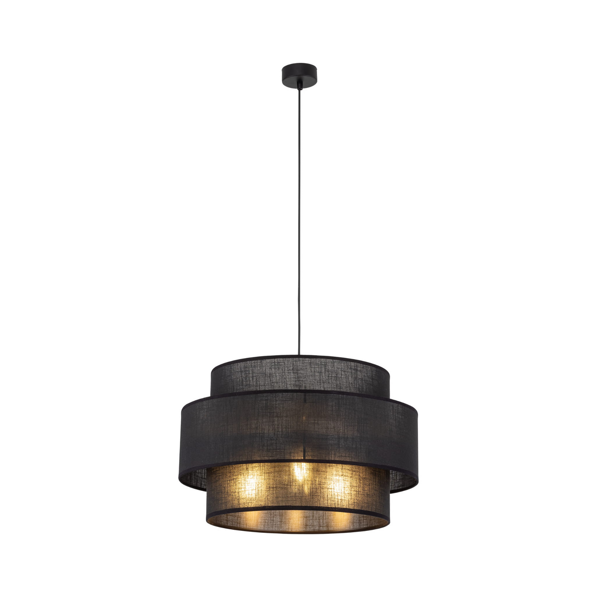 Lampa wisząca nowoczesna klasyczna abażur materiałowy tuba czarna TK Lighting Calisto 5099 3x15W E27