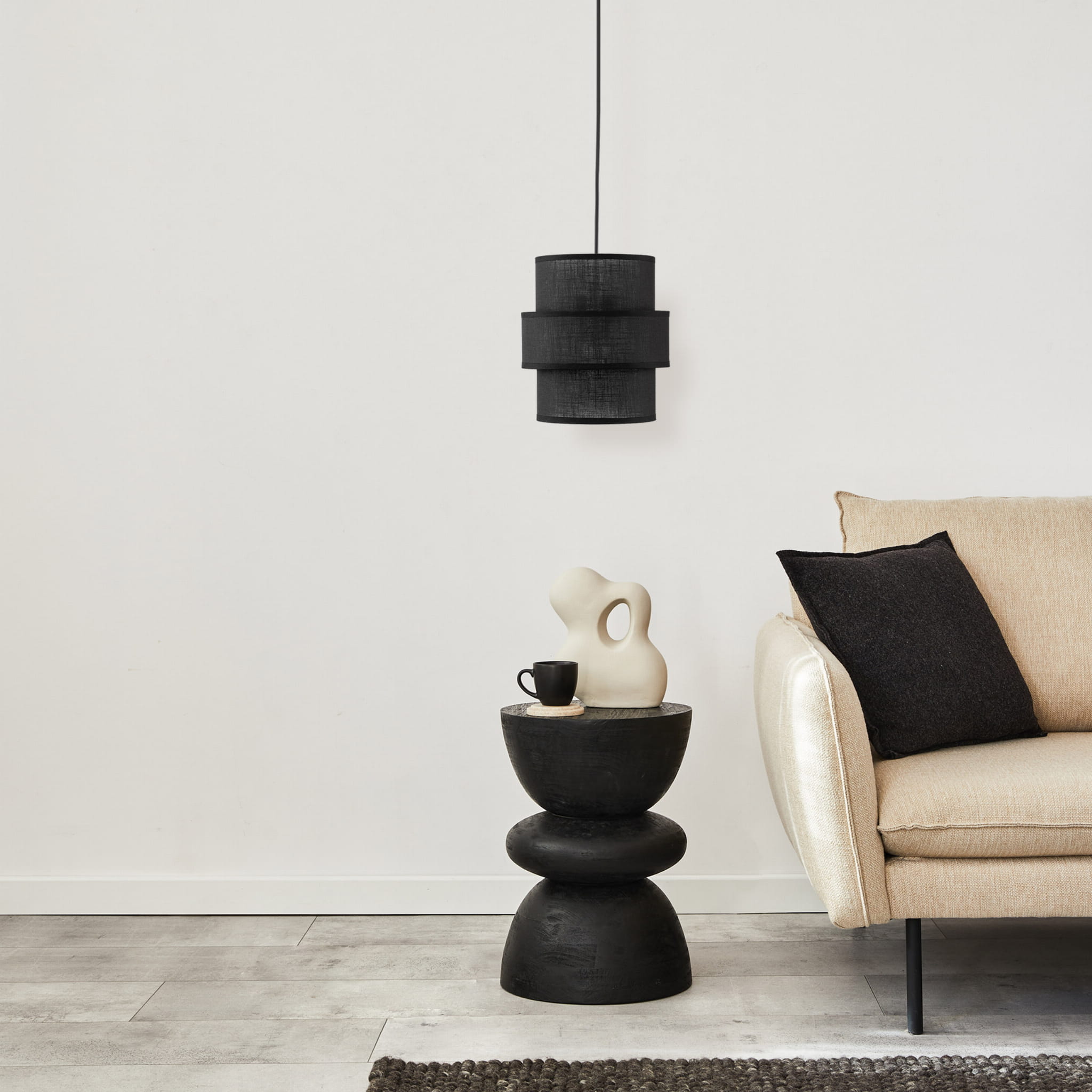 Lampa wisząca abażur materiałowy tuba czarna TK Lighting Calisto 5306 1x15W E27